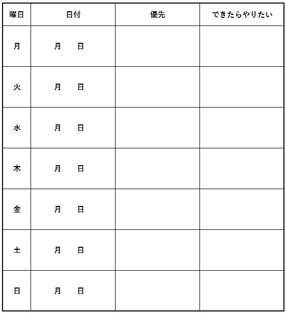 一週間の予定